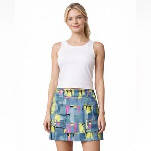 Jamie Sadock Skort Skirt Neon Abstract Print Women's Size 10 Cargo Pockets